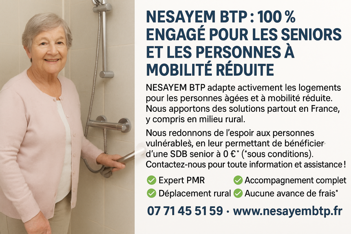 NESAYEM BTP – Spécialiste de l’adaptation de logements PMR et seniors partout en France
