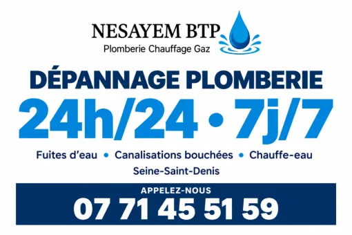 DÉPANNAGE PLOMBERIE 24H/24 ET 7J/7 EN SEINE-SAINT-DENIS, Pantin, NESAYEM BTP